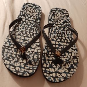 Tory Burch Navy Blue Flip Flops Size 9